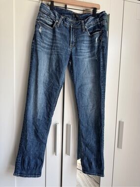 Silver Jeans Women's Suki Slim Distressed Blue Jeans
